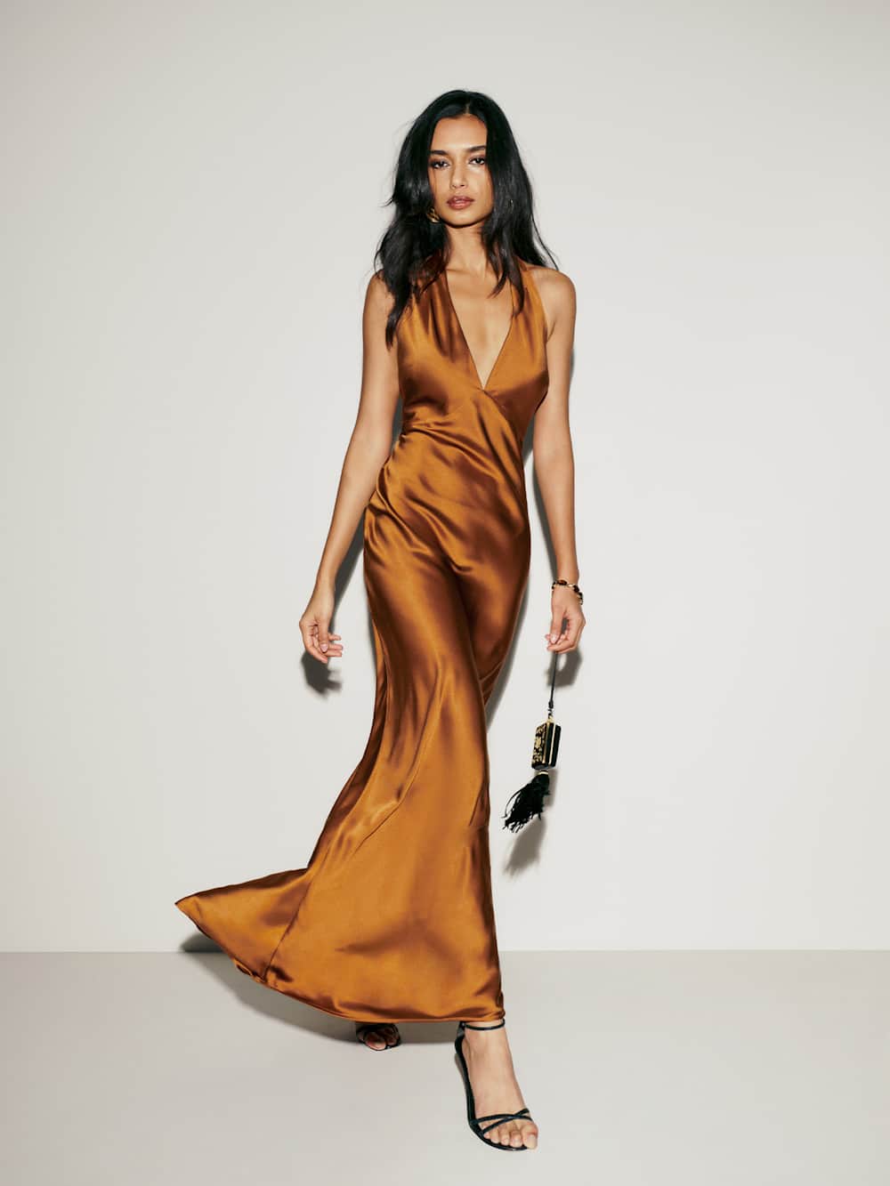 Reformation Daniela Silk Dress - Copper
