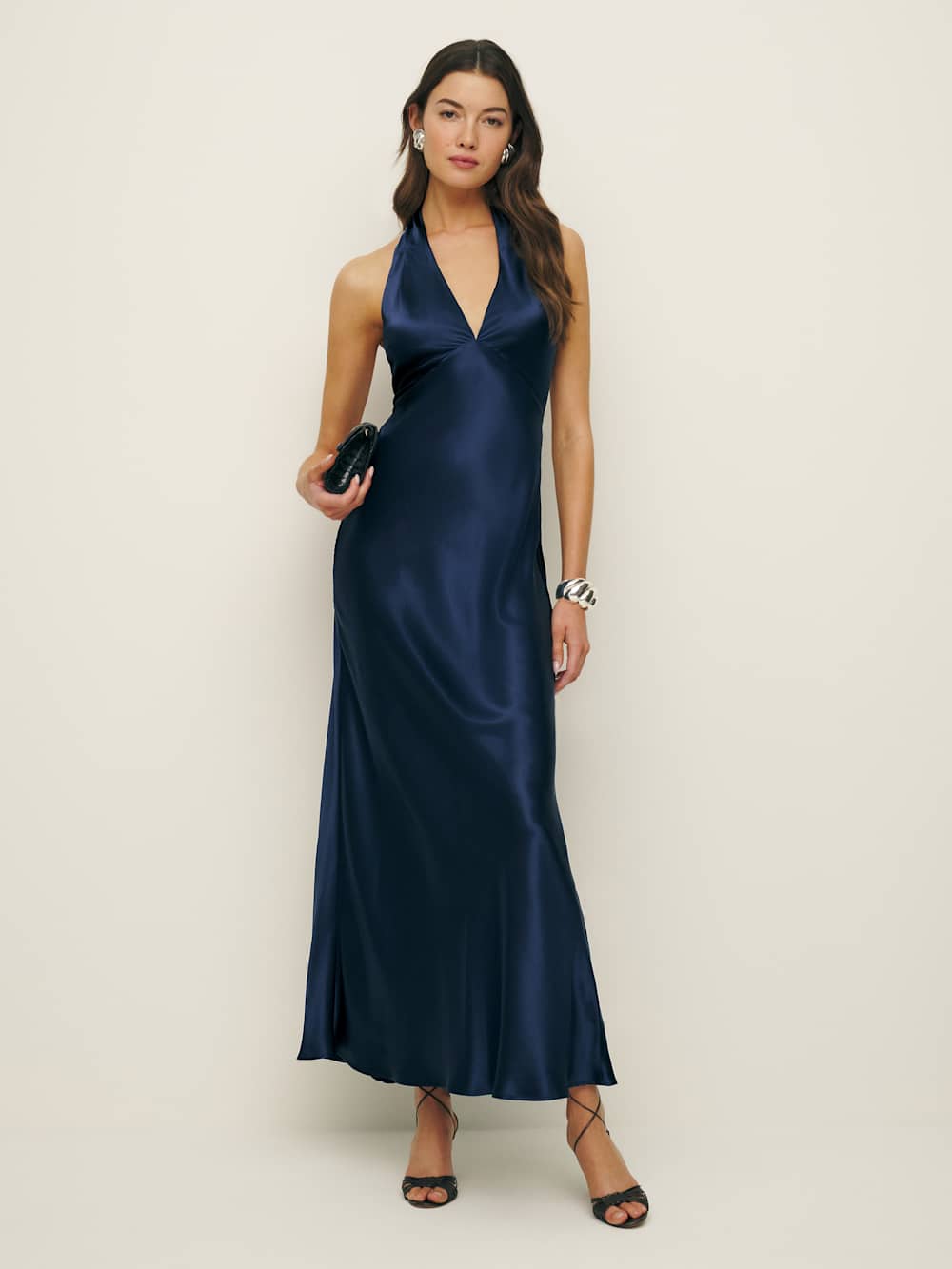 Reformation Daniela Silk Dress - Navy