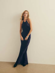 Reformation Petites Jeany Silk Dress - Navy