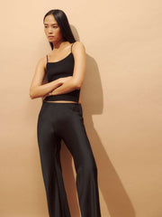 Reformation Petites Gale Satin Mid Rise Bias Pant - Black