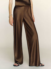 Reformation Petites Gale Satin Mid Rise Bias Pant - Pinecone