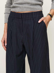 Reformation Alex Mid Rise Pant - Midnight Stripe
