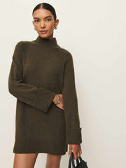 Reformation Tate Regenerative Wool Sweater Dress - Kelp