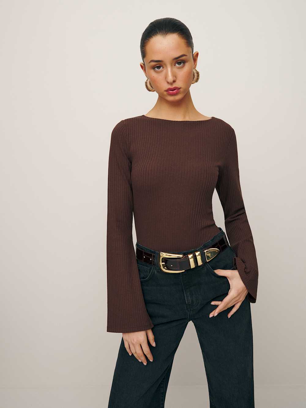 Reformation Miller Knit Top - Cafe