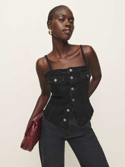 Reformation Coco Denim Bustier Top - Vana