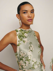 Reformation Anaiis Silk Dress - Tarragon