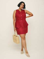 Reformation Aspen Linen Top Es - Sundried Tomato