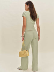 Reformation Olina Knit Pant - Limon Waffle