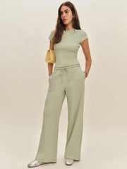 Reformation Olina Knit Pant - Limon Waffle