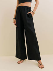 Reformation Fernando Linen Wide Leg Pant - Black