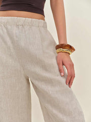 Reformation Fernando Linen Wide Leg Pant - Oatmeal