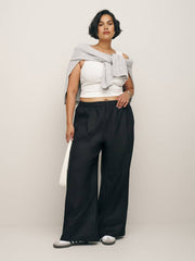 Reformation Fernando Linen Wide Leg Pant Es - Black