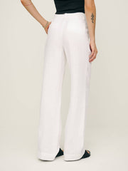 Reformation Petites Alex Linen Mid Rise Pant - White