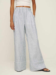 Reformation Petites Fernando Linen Wide Leg Pant - Antibes Stripe