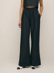 Reformation Petites Fernando Linen Wide Leg Pant - Black