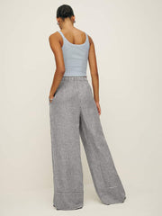 Reformation Petites Fernando Linen Wide Leg Pant - Remy Check