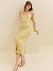 Reformation Dahlia Cotton Sweater Dress - Pineapple