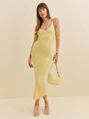Reformation Dahlia Cotton Sweater Dress - Pineapple