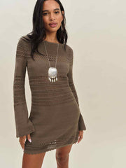 Reformation Inda Open Knit Mini Dress - Shitake