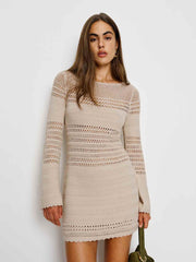 Reformation Inda Open Knit Mini Dress - Coyote