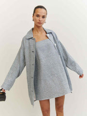 Reformation Irene Linen Jacket - Slate Check
