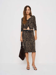 Reformation Bernadette Crew Cardigan - Leopard