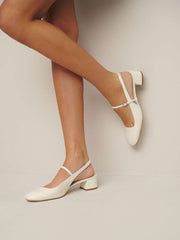 Reformation Maddox Slingback Heel - White Leather