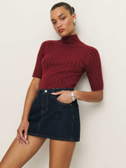 Reformation Hazel Low Rise Denim Mini Skirt - Ondine