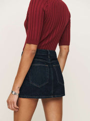 Reformation Hazel Low Rise Denim Mini Skirt - Ondine