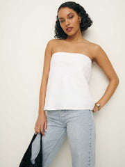 Reformation Mollie Linen Top - White