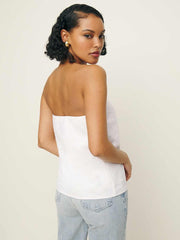 Reformation Mollie Linen Top - White