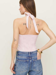 Reformation Malika Linen Top - Cherry Blossom