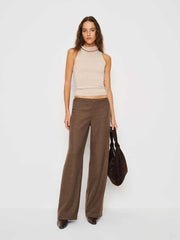 Reformation Vida Low Rise Pant - Brown Wool