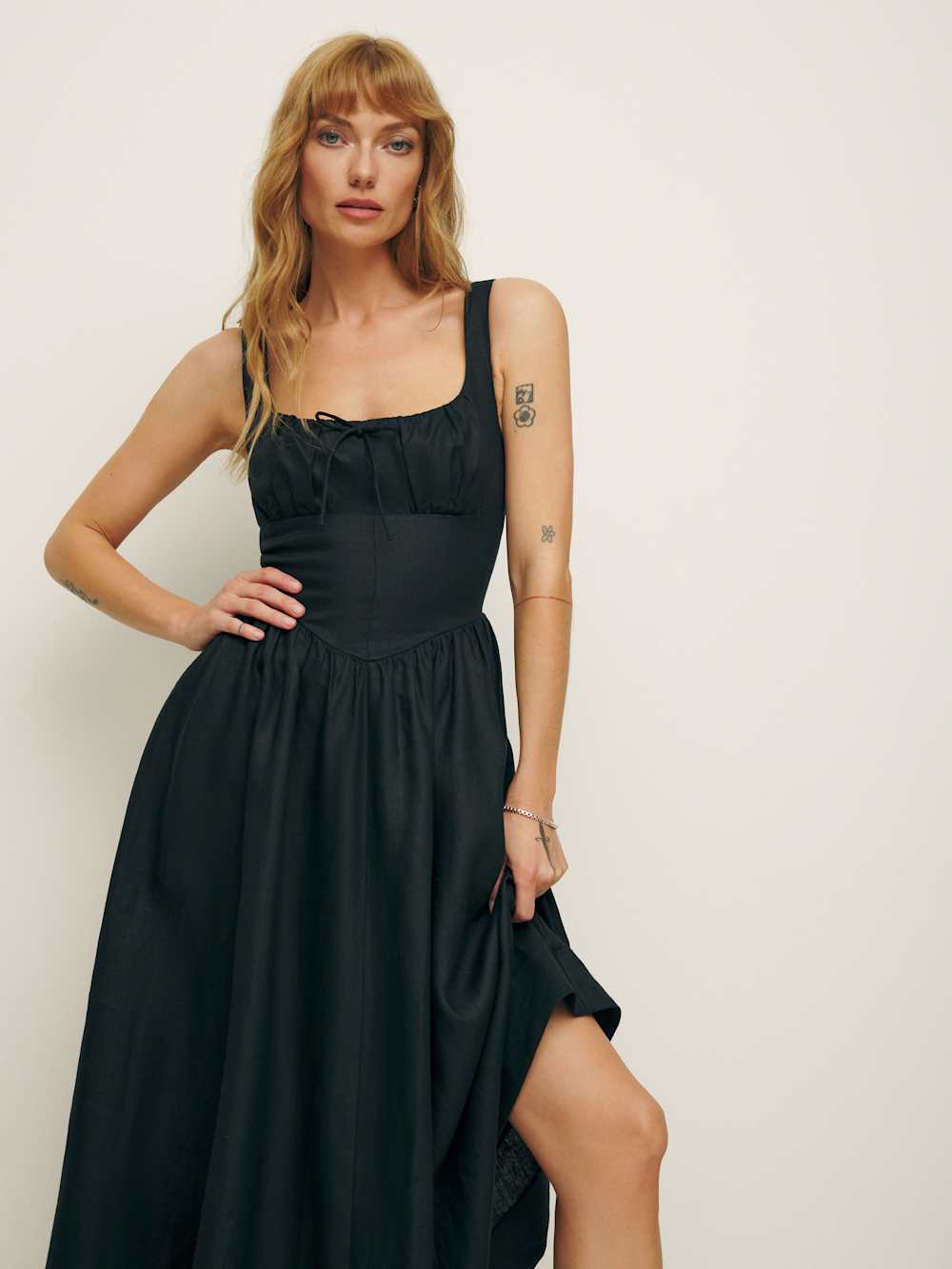 Reformation Balia Linen Dress - Black