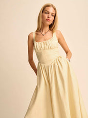 Reformation Balia Linen Dress - Parmesan