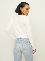 Reformation Ari Pointelle Knit Cardigan - Gossamer