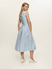 Reformation Prim Linen Dress - Cornflower Stripe