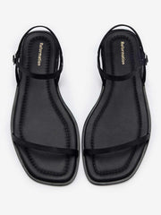 Reformation Lake Flat Sandal - Black Leather