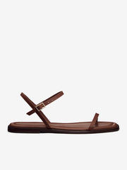 Reformation Lake Flat Sandal - Walnut Leather