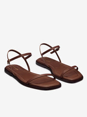 Reformation Lake Flat Sandal - Walnut Leather