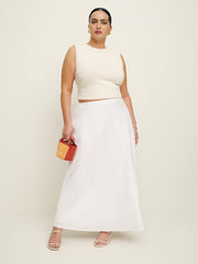 Reformation Layla Linen Skirt Es - White