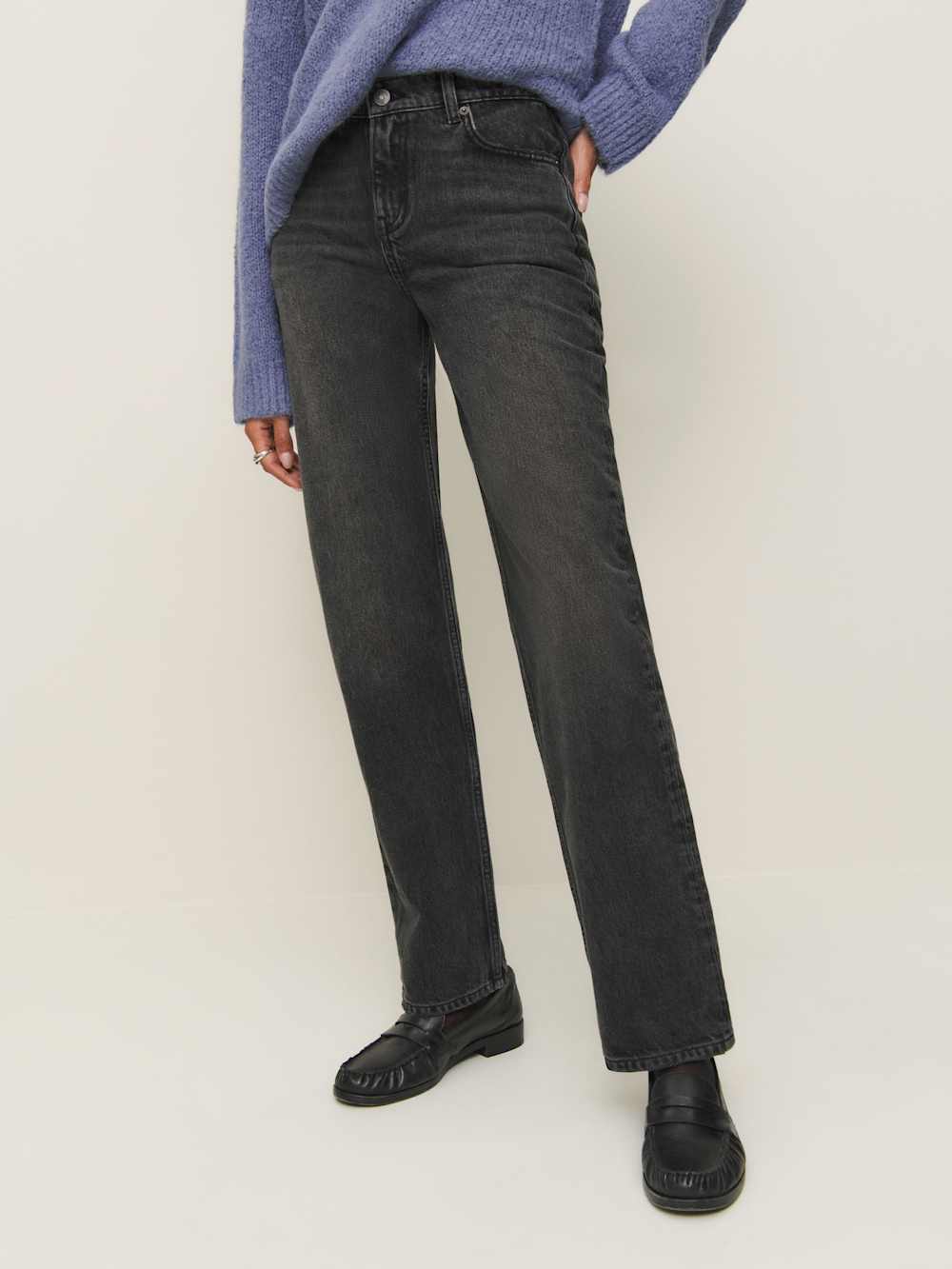 Reformation Abby Low Rise Straight Jeans - Trinity