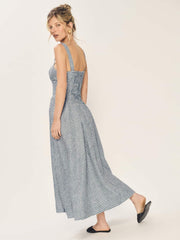 Reformation Petites Balia Linen Dress - Slate Check