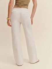 Reformation Vida Linen Low Rise Pant - Oatmeal