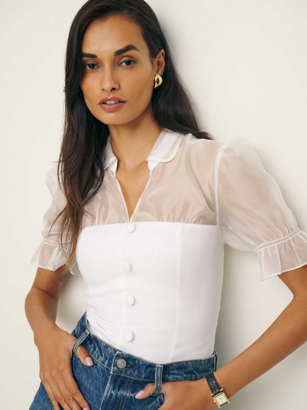 Reformation Avianna Linen Top - White