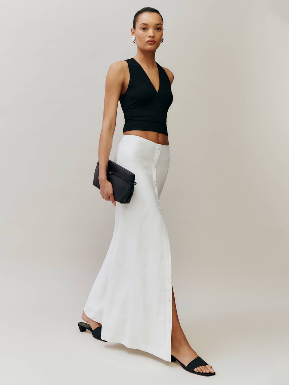 Reformation Andi Linen Maxi Skirt - White