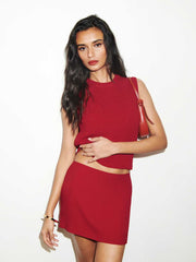 Reformation Carla Low Waist Skirt - Sundried Tomato