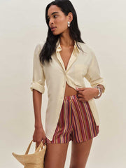 Reformation Chloe Silk Short - Rio Stripe