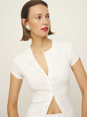 Reformation Raelynn Knit Top - Bleach