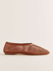 Reformation Britt Ballet Flat - Brown Crochet
